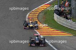 Jean-Eric Vergne (FRA), Scuderia Toro Rosso  leads Sebastian Vettel (GER), Red Bull Racing  02.09.2012. Formula 1 World Championship, Rd 12, Belgian Grand Prix, Spa Francorchamps, Belgium, Race Day