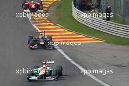 Paul di Resta (GBR), Sahara Force India Formula One Team leads Mark Webber (AUS), Red Bull Racing and Felipe Massa (BRA), Scuderia Ferrari  02.09.2012. Formula 1 World Championship, Rd 12, Belgian Grand Prix, Spa Francorchamps, Belgium, Race Day