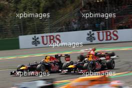 Sebastian Vettel (GER), Red Bull Racing and Mark Webber (AUS), Red Bull Racing  02.09.2012. Formula 1 World Championship, Rd 12, Belgian Grand Prix, Spa Francorchamps, Belgium, Race Day