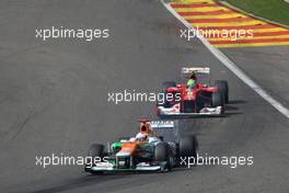 Paul di Resta (GBR), Sahara Force India Formula One Team leads Felipe Massa (BRA), Scuderia Ferrari  02.09.2012. Formula 1 World Championship, Rd 12, Belgian Grand Prix, Spa Francorchamps, Belgium, Race Day