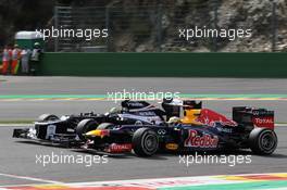 Bruno Senna (BRA), Williams F1 Team and Sebastian Vettel (GER), Red Bull Racing  02.09.2012. Formula 1 World Championship, Rd 12, Belgian Grand Prix, Spa Francorchamps, Belgium, Race Day