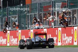 Race winner Jenson Button (GBR) McLaren celebrates at the end of the race. 02.09.2012. Formula 1 World Championship, Rd 12, Belgian Grand Prix, Spa Francorchamps, Belgium, Race Day