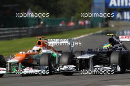 (L to R): Paul di Resta (GBR) Sahara Force India VJM05 with Bruno Senna (BRA) Williams FW34. 02.09.2012. Formula 1 World Championship, Rd 12, Belgian Grand Prix, Spa Francorchamps, Belgium, Race Day