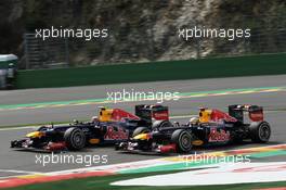 Sebastian Vettel (GER), Red Bull Racing and Mark Webber (AUS), Red Bull Racing  02.09.2012. Formula 1 World Championship, Rd 12, Belgian Grand Prix, Spa Francorchamps, Belgium, Race Day