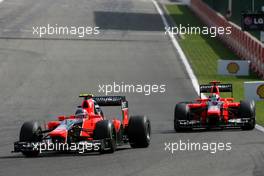 Charles Pic (FRA), Marussia F1 Team and Timo Glock (GER), Marussia F1 Team  02.09.2012. Formula 1 World Championship, Rd 12, Belgian Grand Prix, Spa Francorchamps, Belgium, Race Day