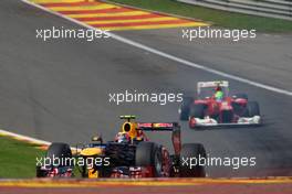 Mark Webber (AUS), Red Bull Racing leads Felipe Massa (BRA), Scuderia Ferrari  02.09.2012. Formula 1 World Championship, Rd 12, Belgian Grand Prix, Spa Francorchamps, Belgium, Race Day