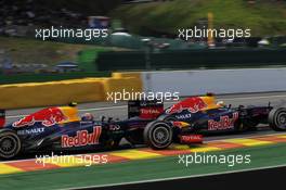 Sebastian Vettel (GER), Red Bull Racing and Mark Webber (AUS), Red Bull Racing  02.09.2012. Formula 1 World Championship, Rd 12, Belgian Grand Prix, Spa Francorchamps, Belgium, Race Day