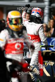 Jenson Button (GBR), McLaren Mercedes and Lewis Hamilton (GBR), McLaren Mercedes  01.09.2012. Formula 1 World Championship, Rd 12, Belgian Grand Prix, Spa Francorchamps, Belgium, Qualifying Day