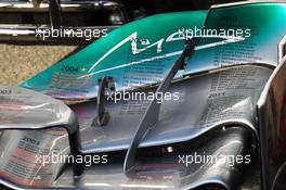 A special front wing for Michael Schumacher (GER) Mercedes AMG F1 as he celebrates his 300th GP. 01.09.2012. Formula 1 World Championship, Rd 12, Belgian Grand Prix, Spa Francorchamps, Belgium, Qualifying Day
