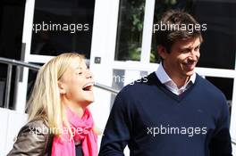 (L to R): Susie Wolff (GBR) Williams Test Driver with Toto Wolff (GER) Williams Executive Director. 01.09.2012. Formula 1 World Championship, Rd 12, Belgian Grand Prix, Spa Francorchamps, Belgium, Qualifying Day