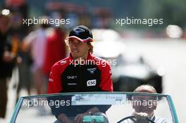 Charles Pic (FRA) Marussia F1 Team on the drivers parade. 02.09.2012. Formula 1 World Championship, Rd 12, Belgian Grand Prix, Spa Francorchamps, Belgium, Race Day