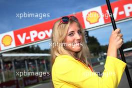 Grid girl on the drivers parade. 02.09.2012. Formula 1 World Championship, Rd 12, Belgian Grand Prix, Spa Francorchamps, Belgium, Race Day