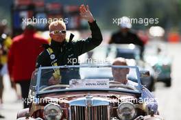 Heikki Kovalainen (FIN) Caterham on the drivers parade. 02.09.2012. Formula 1 World Championship, Rd 12, Belgian Grand Prix, Spa Francorchamps, Belgium, Race Day