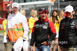 Nico Hulkenberg (GER), Sahara Force India Formula One Team, Timo Glock (GER), Marussia F1 Team and Nico Rosberg (GER), Mercedes GP  02.09.2012. Formula 1 World Championship, Rd 12, Belgian Grand Prix, Spa Francorchamps, Belgium, Race Day