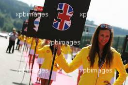 Grid girls on the drivers parade. 02.09.2012. Formula 1 World Championship, Rd 12, Belgian Grand Prix, Spa Francorchamps, Belgium, Race Day