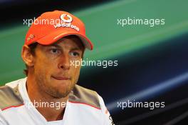 Jenson Button (GBR) McLaren in the FIA Press Conference. 30.08.2012. Formula 1 World Championship, Rd 12, Belgian Grand Prix, Spa Francorchamps, Belgium, Preparation Day
