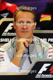 Michael Schumacher (GER) Mercedes AMG F1 in the FIA Press Conference. 30.08.2012. Formula 1 World Championship, Rd 12, Belgian Grand Prix, Spa Francorchamps, Belgium, Preparation Day