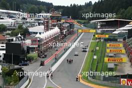 The support race start / finish straight approaching Eau Rouge. 30.08.2012. Formula 1 World Championship, Rd 12, Belgian Grand Prix, Spa Francorchamps, Belgium, Preparation Day