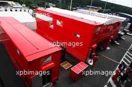 Ferrari trucks in the paddock. 30.08.2012. Formula 1 World Championship, Rd 12, Belgian Grand Prix, Spa Francorchamps, Belgium, Preparation Day