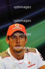 Jenson Button (GBR) McLaren in the FIA Press Conference. 30.08.2012. Formula 1 World Championship, Rd 12, Belgian Grand Prix, Spa Francorchamps, Belgium, Preparation Day
