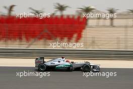 Michael Schumacher (GER) Mercedes AMG F1 W03 20.04.2012. Formula 1 World Championship, Rd 4, Bahrain Grand Prix, Sakhir, Bahrain, Practice Day