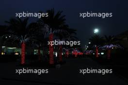 The paddock at night. 20.04.2012. Formula 1 World Championship, Rd 4, Bahrain Grand Prix, Sakhir, Bahrain, Practice Day