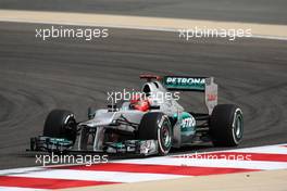 Michael Schumacher (GER) Mercedes AMG F1 W03  20.04.2012. Formula 1 World Championship, Rd 4, Bahrain Grand Prix, Sakhir, Bahrain, Practice Day