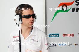 Will Hings (GBR) Sahara Force India F1 Press Officer. 20.04.2012. Formula 1 World Championship, Rd 4, Bahrain Grand Prix, Sakhir, Bahrain, Practice Day