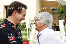 (L to R): Christian Horner (GBR) Red Bull Racing Team Principal with Bernie Ecclestone (GBR) CEO Formula One Group (FOM). 20.04.2012. Formula 1 World Championship, Rd 4, Bahrain Grand Prix, Sakhir, Bahrain, Practice Day