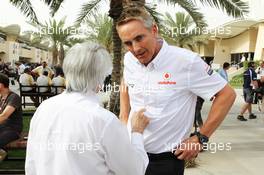 (L to R): Bernie Ecclestone (GBR) CEO Formula One Group (FOM) with Martin Whitmarsh (GBR) McLaren Chief Executive Officer. 20.04.2012. Formula 1 World Championship, Rd 4, Bahrain Grand Prix, Sakhir, Bahrain, Practice Day