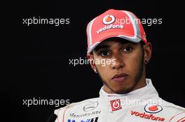 Lewis Hamilton (GBR) McLaren in the FIA Press Conference. 21.04.2012. Formula 1 World Championship, Rd 4, Bahrain Grand Prix, Sakhir, Bahrain, Qualifying Day