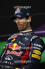 Mark Webber (AUS) Red Bull Racing in the FIA Press Conference. 21.04.2012. Formula 1 World Championship, Rd 4, Bahrain Grand Prix, Sakhir, Bahrain, Qualifying Day