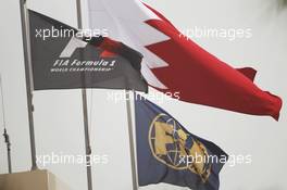 F1, FIA, and Bahrain flags. 21.04.2012. Formula 1 World Championship, Rd 4, Bahrain Grand Prix, Sakhir, Bahrain, Qualifying Day