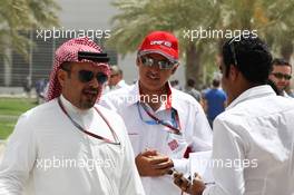 (L to R): Crown Prince Shaikh Salman bin Isa Hamad Al Khalifa (BRN) with Zayed Rashed Al Zayani (BRN) Chairman of Bharain International Circuit. 21.04.2012. Formula 1 World Championship, Rd 4, Bahrain Grand Prix, Sakhir, Bahrain, Qualifying Day