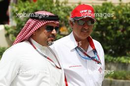 (L to R): Crown Prince Shaikh Salman bin Isa Hamad Al Khalifa (BRN) with Zayed Rashed Al Zayani (BRN) Chairman of Bharain International Circuit. 21.04.2012. Formula 1 World Championship, Rd 4, Bahrain Grand Prix, Sakhir, Bahrain, Qualifying Day