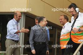 (L to R): Norman Howell (GBR) FIA Director of Communications with Jean Todt (FRA) FIA President and Robert Fearnley (GBR) Sahara Force India F1 Team Deputy Team Principal. 21.04.2012. Formula 1 World Championship, Rd 4, Bahrain Grand Prix, Sakhir, Bahrain, Qualifying Day