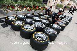 Pirelli tyres of Red Bull Racing. 21.04.2012. Formula 1 World Championship, Rd 4, Bahrain Grand Prix, Sakhir, Bahrain, Qualifying Day