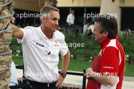 (L to R): Martin Whitmarsh (GBR) McLaren Chief Executive Officer with Pat Fry (GBR) Ferrari Deputy Technical Director and Head of Race Engineering. 21.04.2012. Formula 1 World Championship, Rd 4, Bahrain Grand Prix, Sakhir, Bahrain, Qualifying Day