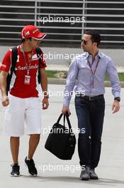 (L to R): Felipe Massa (BRA) Ferrari with Nicolas Todt (FRA) Driver Manager. 21.04.2012. Formula 1 World Championship, Rd 4, Bahrain Grand Prix, Sakhir, Bahrain, Qualifying Day