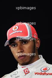 Lewis Hamilton (GBR) McLaren in the FIA Press Conference. 21.04.2012. Formula 1 World Championship, Rd 4, Bahrain Grand Prix, Sakhir, Bahrain, Qualifying Day