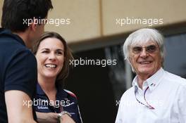 (L to R): Claire Williams (GBR) Williams Press Officer with Bernie Ecclestone (GBR) CEO Formula One Group (FOM). 21.04.2012. Formula 1 World Championship, Rd 4, Bahrain Grand Prix, Sakhir, Bahrain, Qualifying Day