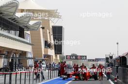 Ferrari F2012 returns from scrutineering. 19.04.2012. Formula 1 World Championship, Rd 4, Bahrain Grand Prix, Sakhir, Bahrain, Preparation Day