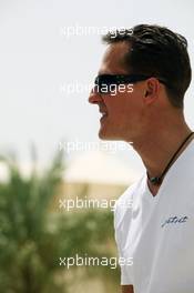 Michael Schumacher (GER) Mercedes AMG F1 in the paddock. 19.04.2012. Formula 1 World Championship, Rd 4, Bahrain Grand Prix, Sakhir, Bahrain, Preparation Day