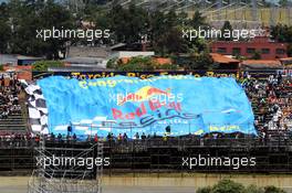 Banner for Red Bull Racing. 23.11.2012. Formula 1 World Championship, Rd 20, Brazilian Grand Prix, Sao Paulo, Brazil, Practice Day.