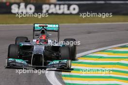 Michael Schumacher (GER) Mercedes AMG F1 W03. 23.11.2012. Formula 1 World Championship, Rd 20, Brazilian Grand Prix, Sao Paulo, Brazil, Practice Day.