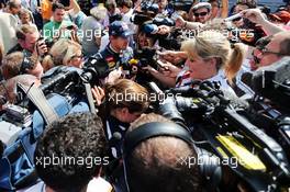 Sebastian Vettel (GER) Red Bull Racing with the media. 23.11.2012. Formula 1 World Championship, Rd 20, Brazilian Grand Prix, Sao Paulo, Brazil, Practice Day.