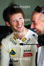 Romain Grosjean (FRA) Lotus F1 Team with Gerard Lopez (FRA) Genii Capital. 23.11.2012. Formula 1 World Championship, Rd 20, Brazilian Grand Prix, Sao Paulo, Brazil, Practice Day.