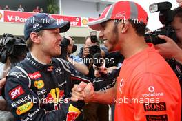 Sebastian Vettel (GER), Red Bull Racing and Lewis Hamilton (GBR), McLaren Mercedes  25.11.2012. Formula 1 World Championship, Rd 20, Brazilian Grand Prix, Sao Paulo, BRA, Race Day