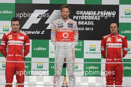 1st place Jenson Button (GBR), McLaren Mercedes 2nd place Fernando Alonso (ESP), Scuderia Ferrari and 3rd Felipe Massa (BRA), Scuderia Ferrari  25.11.2012. Formula 1 World Championship, Rd 20, Brazilian Grand Prix, Sao Paulo, BRA, Race Day