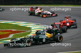 Heikki Kovalainen (FIN) Caterham CT01. 25.11.2012. Formula 1 World Championship, Rd 20, Brazilian Grand Prix, Sao Paulo, Brazil, Race Day.